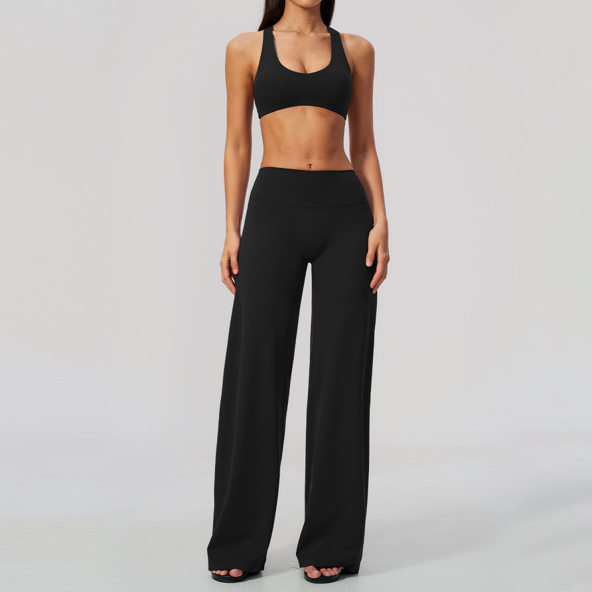 Cross-cut Hollowed-out High-waisted Peach-hint Yoga Outfit For Tummy Control