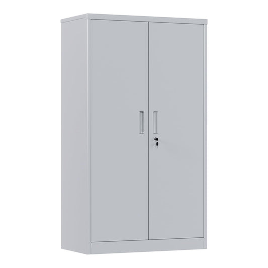 Metal Garage Storage Cabinet, Lockable Steel Storage Cabinet With 3 Adjustable Shelves For Garage, Office, Home, Assembly Required, Gray
