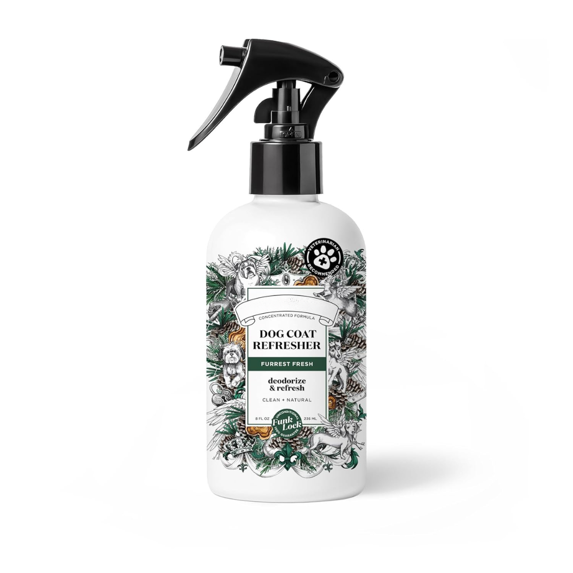 Furrest Fresh Dog Deodorizing Spray, 8 Fl Oz Grooming Perfume For Dog Coat, Pet Odor Neutralizer With Essential Oils, Vet Recommended, Paraben & Sulfate-Free Fir, Amber AND Cedarwood Scent