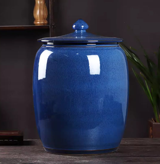 Ceramic Tea Storage Jar Rice Container Household Moisture-Proof Sealed Flour Bin