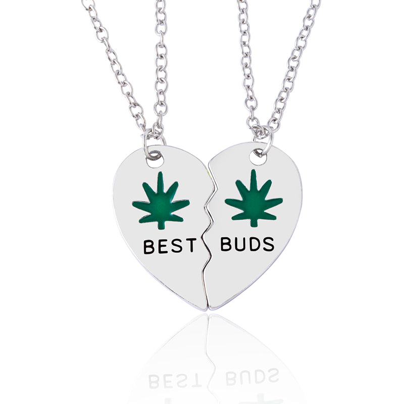 Leaves Best Friend Heart Pendant Necklace