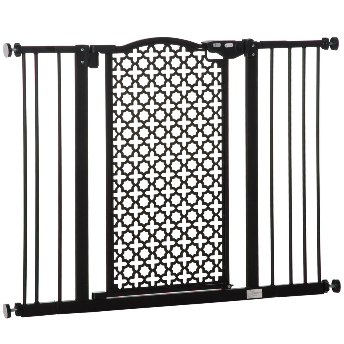 PawHut 74-105cm Pet Safety Gate Stair Barrier, With Auto Close, Double Locking - Black