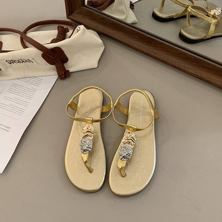 Women's Flip Flop Sandals, Fashion Internet Celebrity Flat Open Toe Beach Strap Roman Sandals For Outdoor Summer Wear
