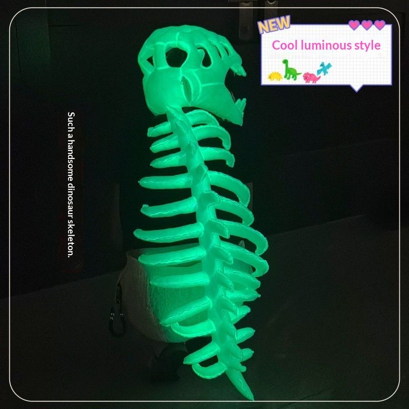 Glow-in-the-dark Dinosaur Skeleton Mask Set With Plush Toys