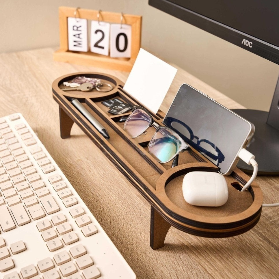 Cross-border Wooden Desktop Storage Box With Multiple Compartments For Monitors