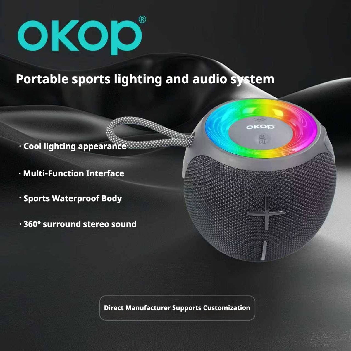 KP-555 Portable Bluetooth Speaker Outdoor Mini Speaker With Lanyard TF Card Slot Waterproof Design Colorful LED Lights And High Quality Sound