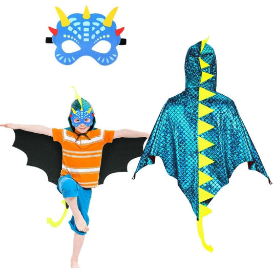 Halloween Dinosaur Cape, Halloween Cosplay Costume Cape With Mask And Gloves, Dragon Cloak, Clothing For Role-Playing, Halloween-Themed Party, Masquerade Party Gifts
