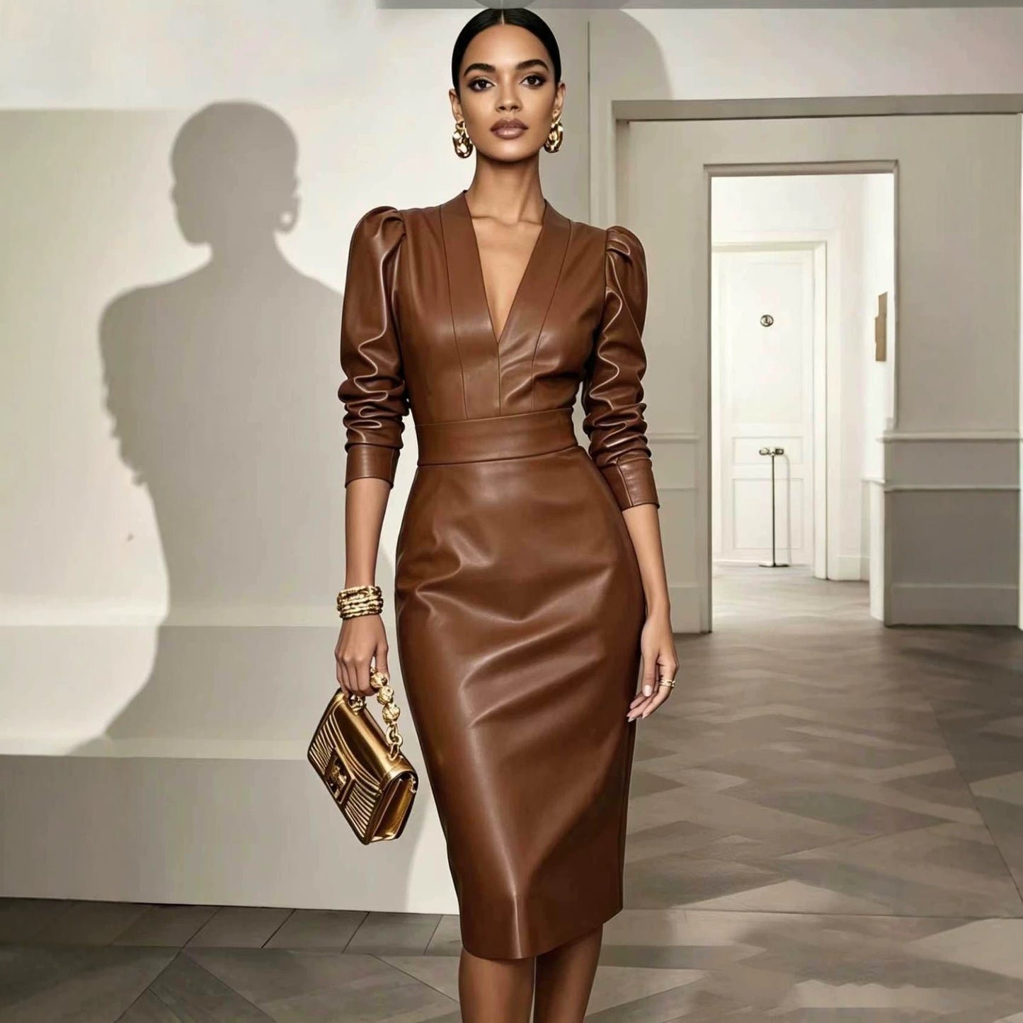 New PU Leather Slim Fit Dress For Women