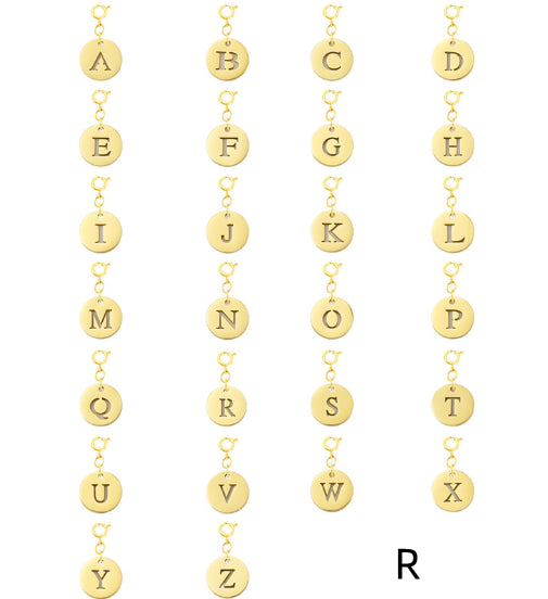 Titanium Steel Bracelet And Necklace Accessories 26-letter Charm Pendants Hand-polished In Gold