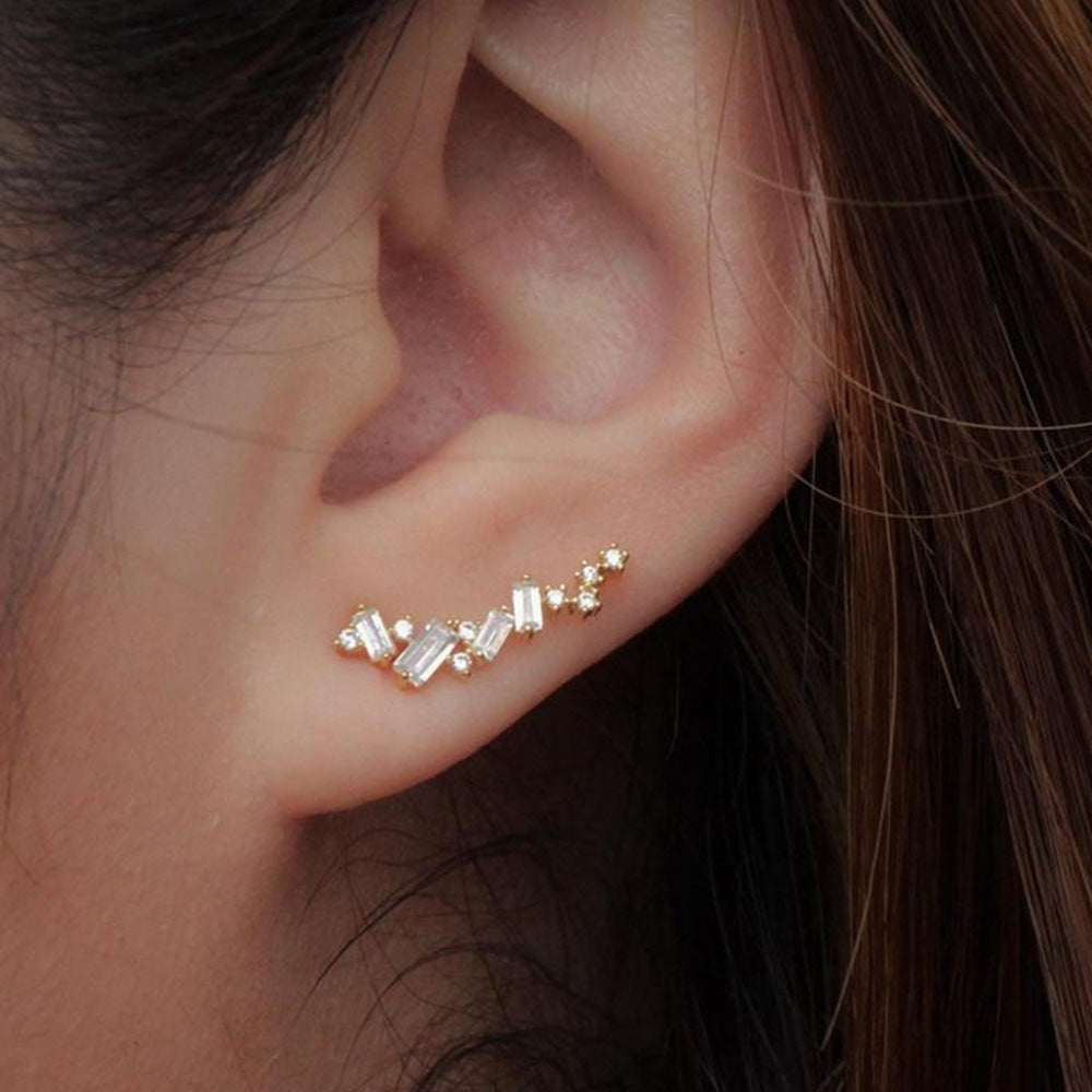 Ultra-shiny Zircon Stud Earrings For Women Korean-style Elegant Look