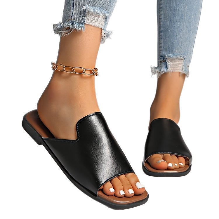 Womens Outdoor Soft-soled Versatile Lightweight Flat Slippers