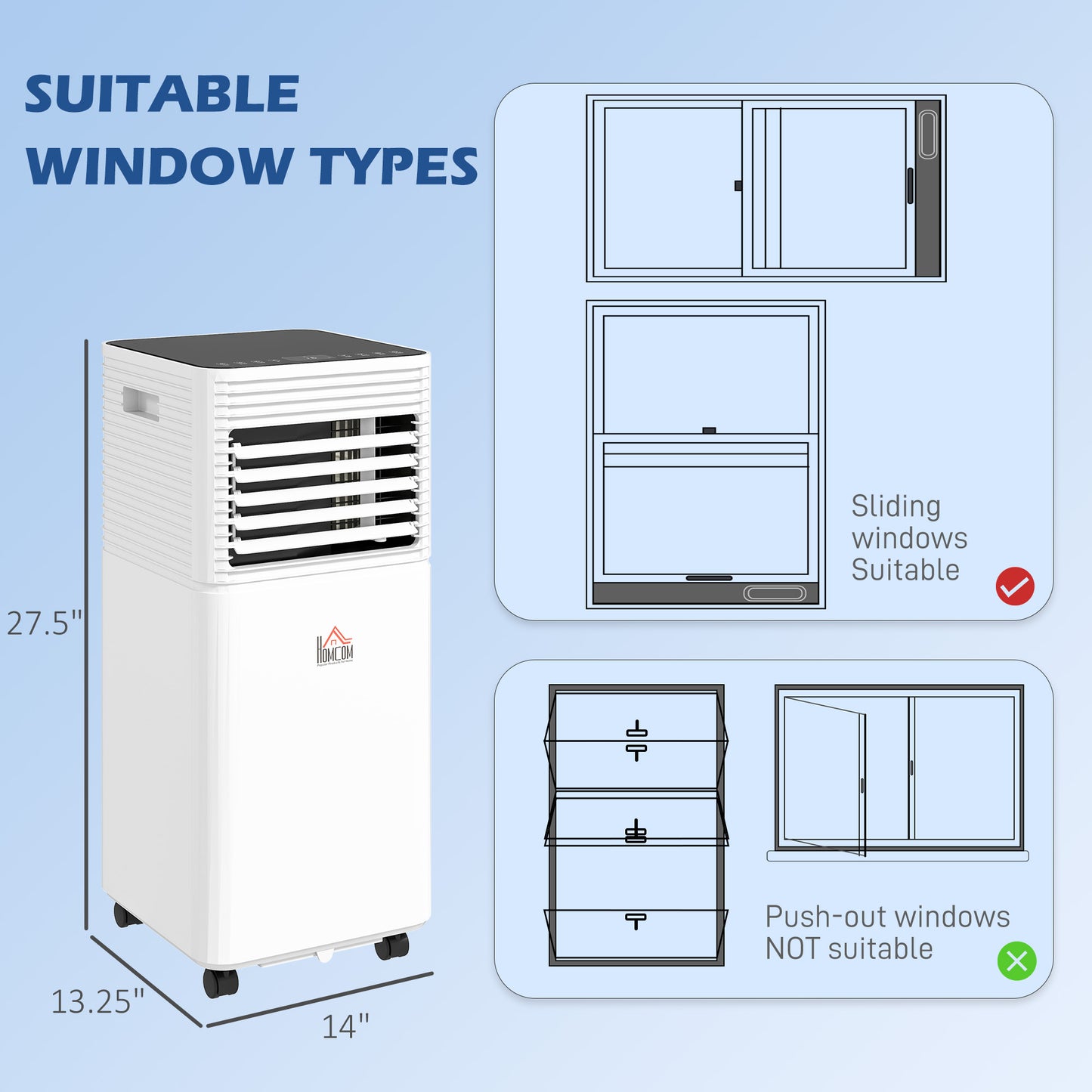 10000 BTU Mobile Air Conditioner for Cooling and Dehumidifying, Remote Control, 24H Timer, LED Display, White