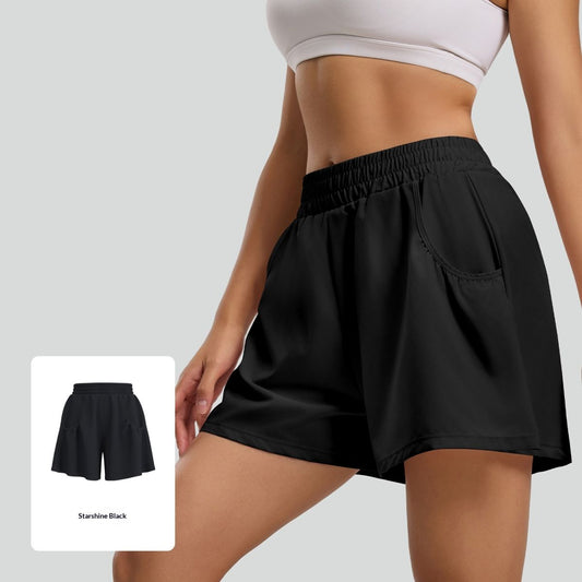 Womens Casual Anti-exposure High-waist Yoga Shorts