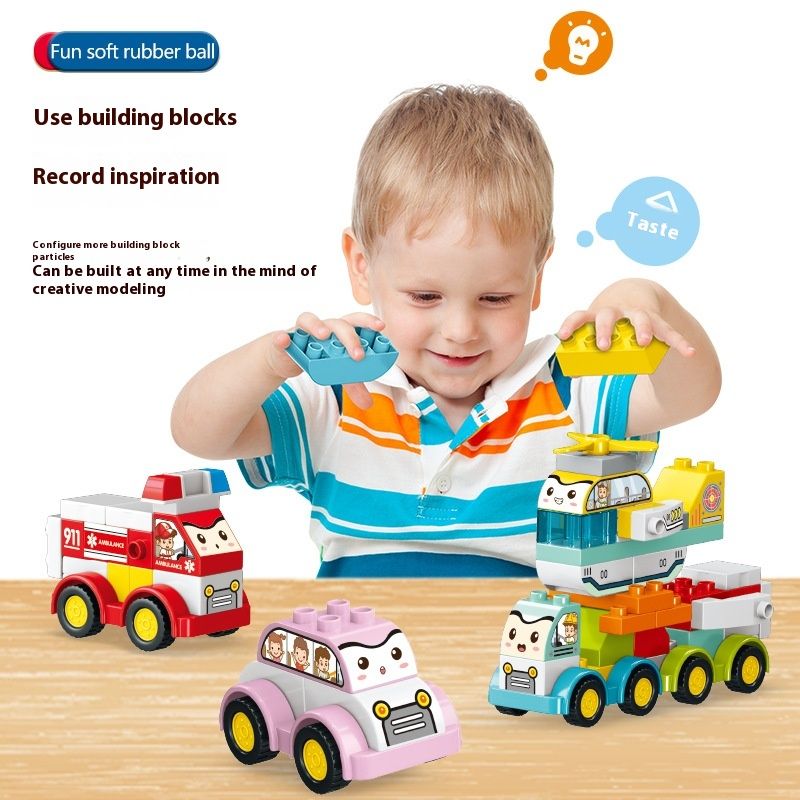 Puzzle Assembled Building Block Toys Compatible With Fire Police Car