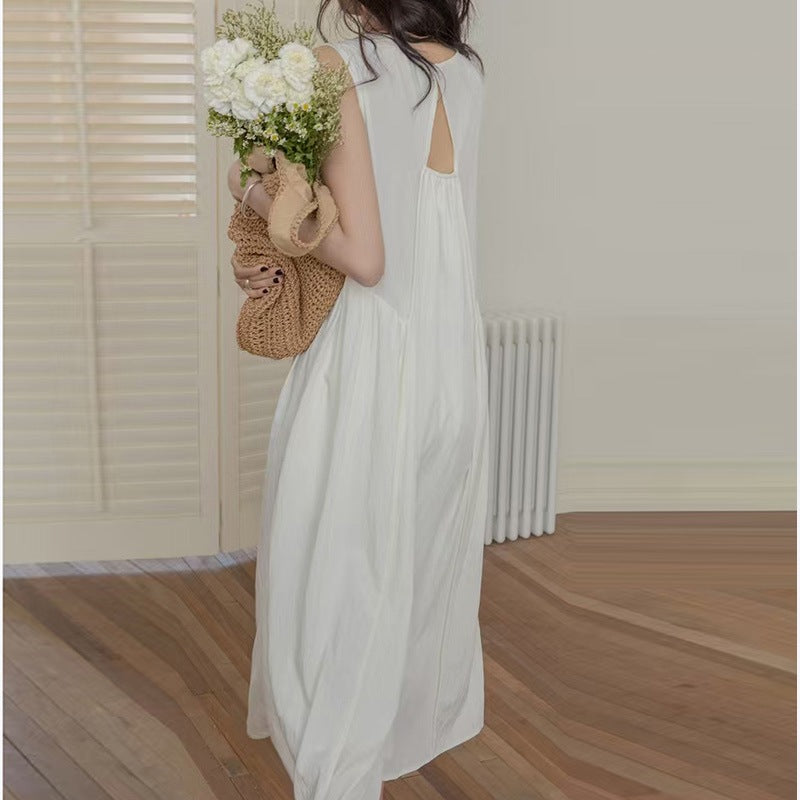 Summer New Arrival Artistic Pleated Stylish Plus-Size Sleeveless Tank Dress