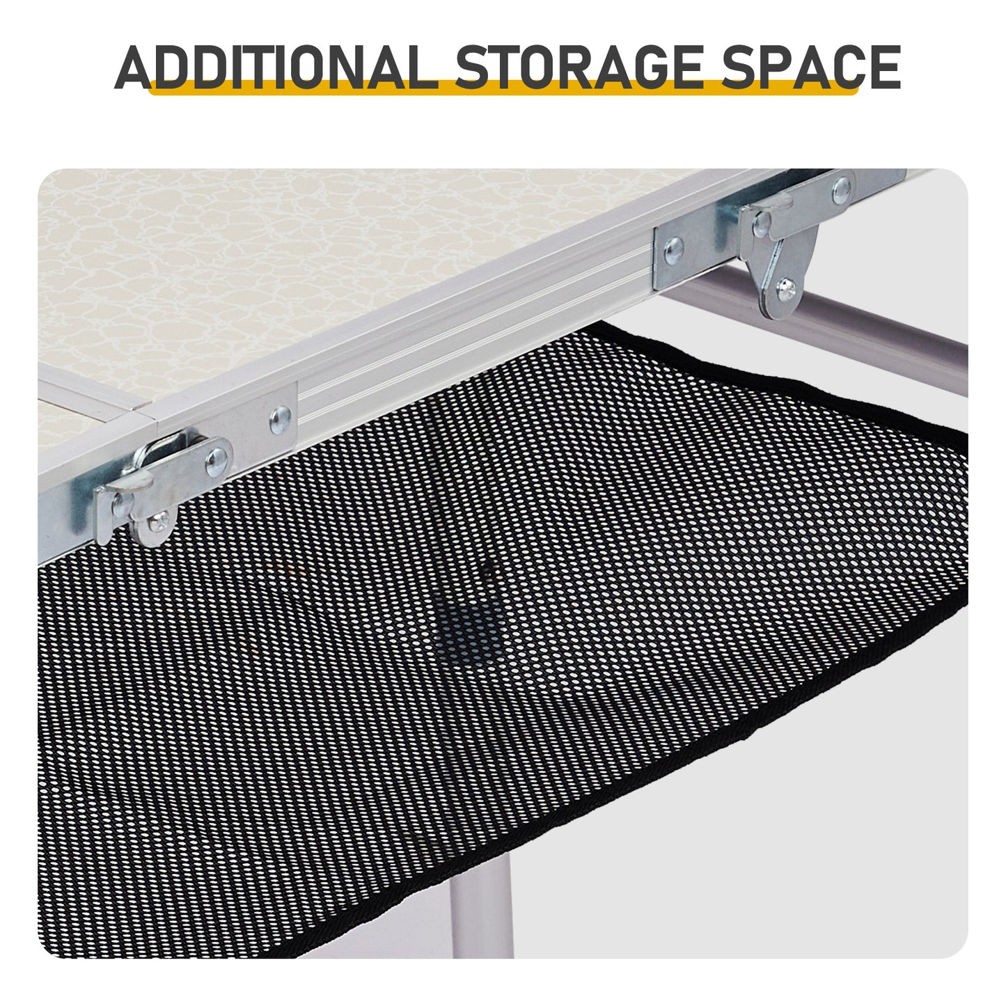 3ft Portable Adjustable Height Aluminum Folding Camping Table With Mesh Storage Shelf, Outdoor Picnic Beach BBQ Side Desk