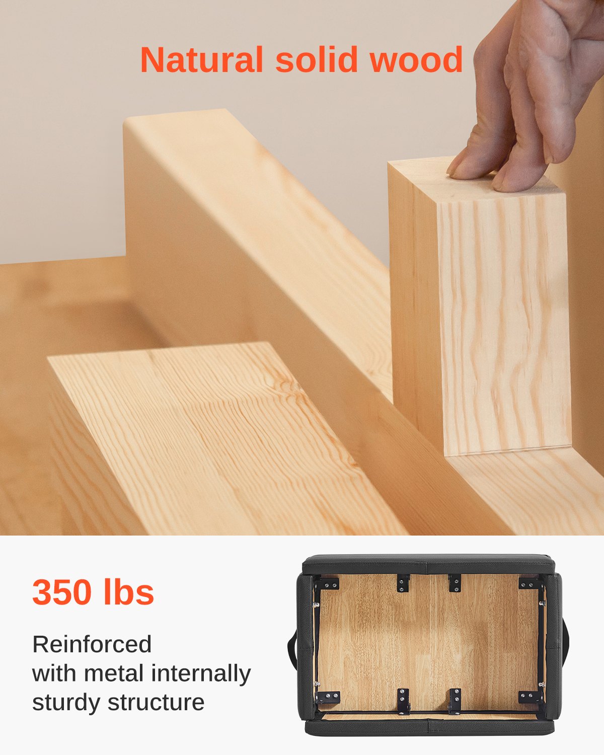 Pilates Box For Reformer, 25x17x9 In Pilates Reformers Sitting Box For Exercises, Premium PU And Wood Pilates Equipment Accessory, Improve Strength, Balance, Range Of Motion Home Gym, Black