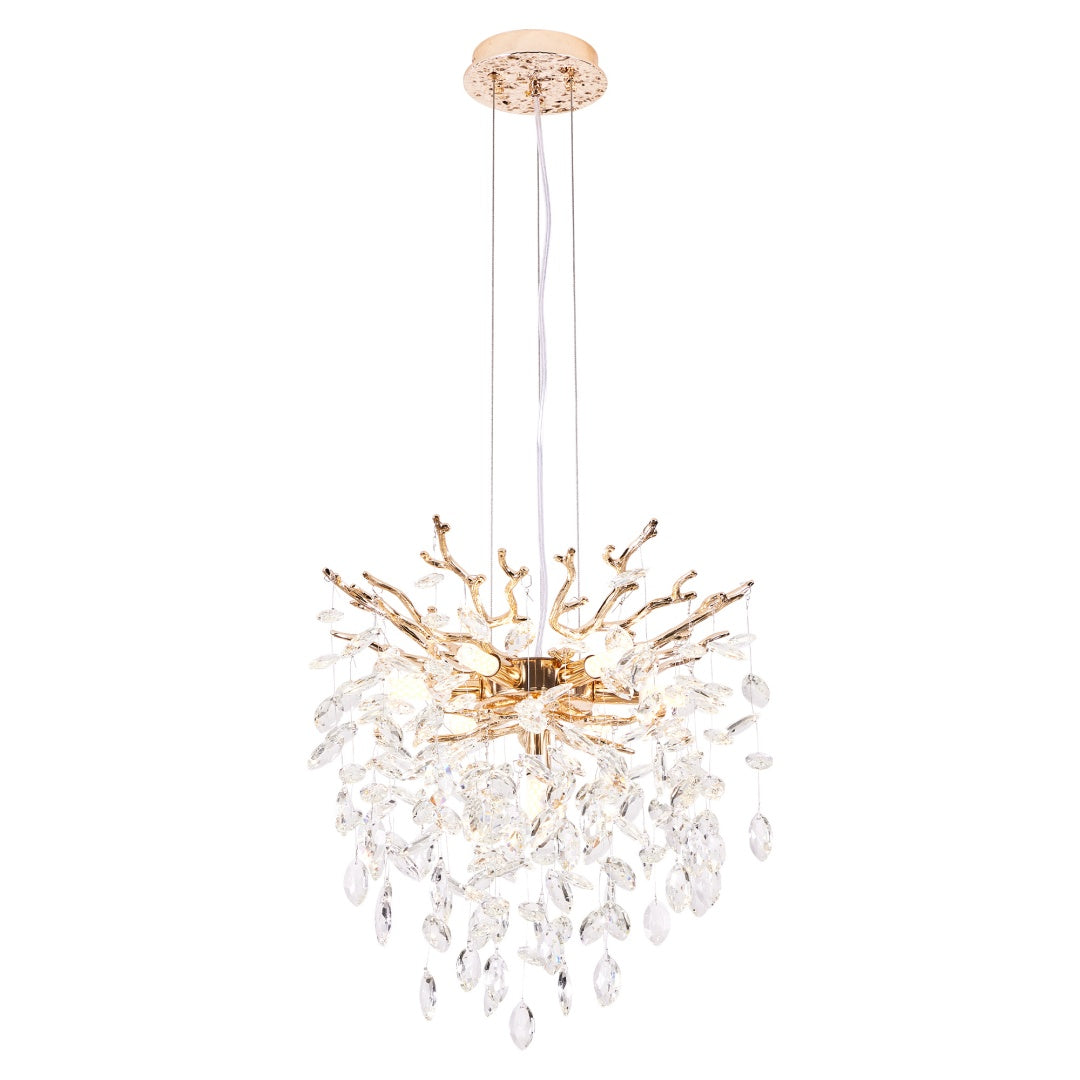 Modern Tree Branch Crystal Chandelier Luxury Gold Crystal Pendant Lighting 18in Contemporary 7-Light Chandeliers For Dining Room Kitchen Bedroom Living Room Bulb Is Not Including