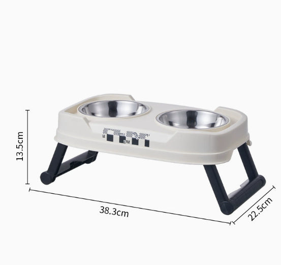 Foldable Stainless Steel Dual Bowl Non-Tip Stainless Steel Feeding Bowl