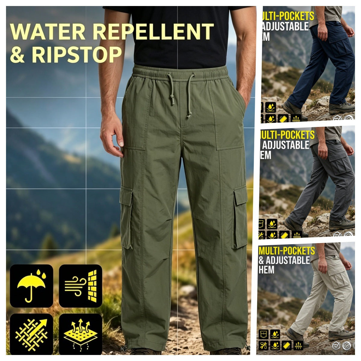 Outdoor Work Pants For Men With Multiple Pockets, Water-Resistant Hiking Pants, Drawstring Jogger Pants, Direct From The Source Manufacturer
