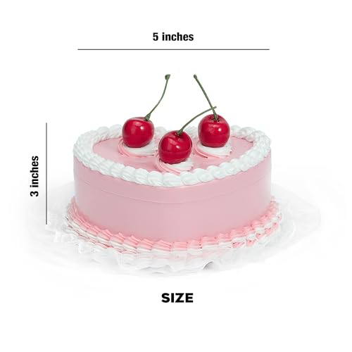 Stylor Coquette Room Decor Aesthetic, Heart Shaped Jewelry Box for Girls, Fake Cherry Pink Cake, Cute Kawaii Decorative St...