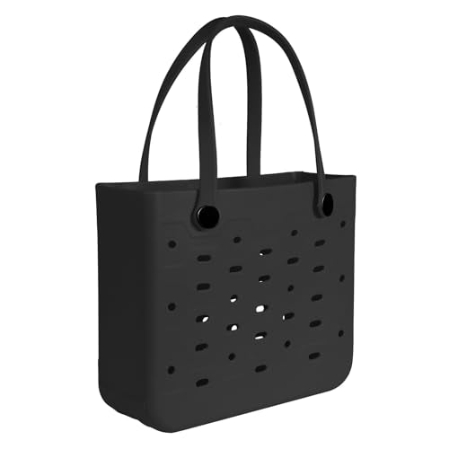 PoVwlty Rubber Beach Bag for Men & Women, Water-resistant Travel Tote Bag for the Beach Boat Pool