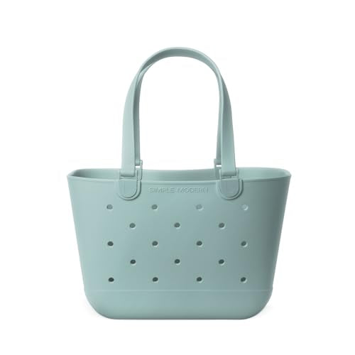 Simple Modern Large Beach Bag | Waterproof Getaway Rubber Tote with Zipper Pocket for Travel, Pool, Boat, Groceries, Sport...