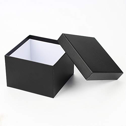 Briful Square Gift Boxes with Lids Set of 4 Black Gift Box Assorted Sizes Nesting Gift Boxes for Presents Birthday Bridesm...