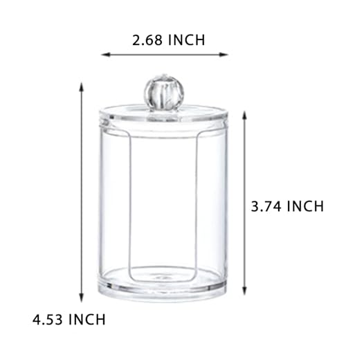 AkoSlale 10oz Clear Plastic Cotton Round Holder Organizer - Shatterproof Vertical Makeup Pad Dispenser Canister with Lid f...