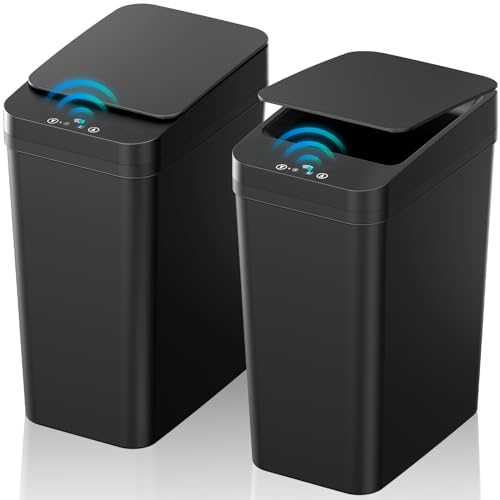 Bathroom Trash Can with Lid, KOEYLE 2 Pack 2.2 Gallon Automatic Touchless Garbage Can, Small Motion Sensor Smart Trash Ca...