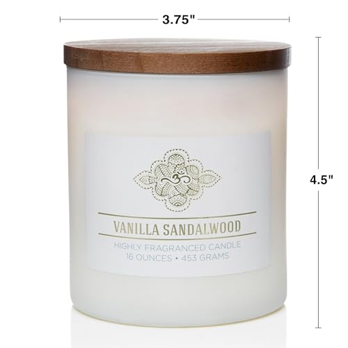 Carolina Vanilla Sandalwood Scented Candle, 16 oz Wellness Relaxing Aromatherapy Candle, 2 Wick White Jar Soy Blend Wax, C...