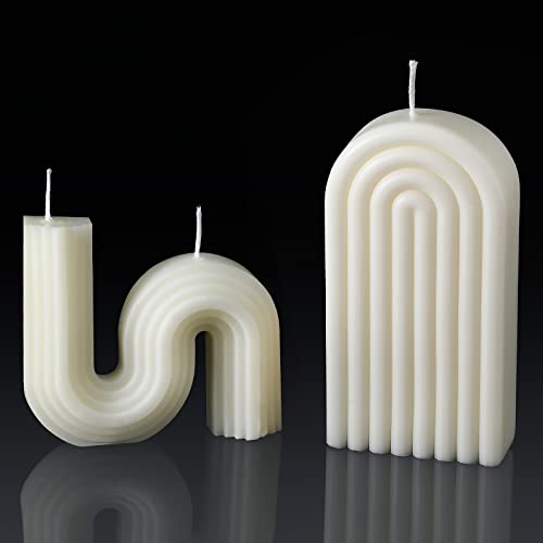 Roowest 2 Pieces Aesthetic Candles Twist Shaped Candle Trendy Taper Candles Minimalist Geometric Soy Wax Scented Art Decor...