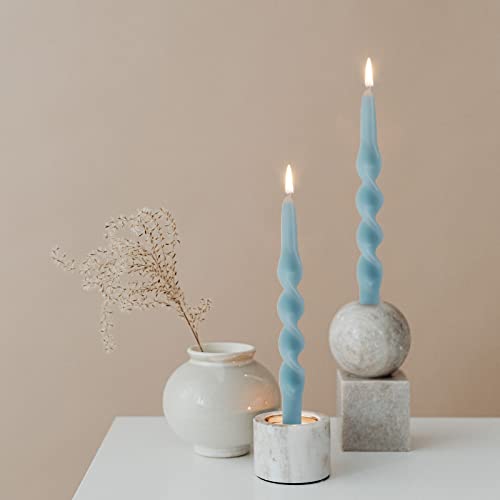 Gedengni Blue Candlesticks Spiral Taper Candle - Set of 2 Cute Candle Sticks 10 Inch Long Tapered Candles Twisted Candlest...