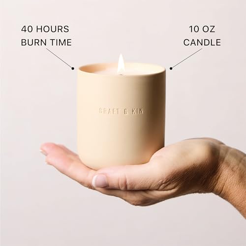 Craft & Kin Scented Candles | Soy Blend with Cotton Wick | Long-Lasting Holiday Candle, 40-Hour Burn | Ceramic Jar, Perfec...