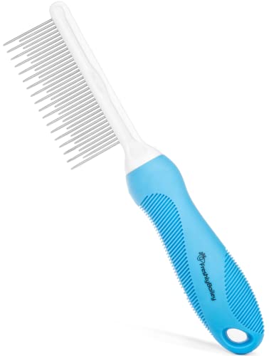 Grooming Comb for Long & Curly Hair in Dogs & Cats - Top Pet Detangler Brush - Removes & Prevents Matted Fur - Perfect for...