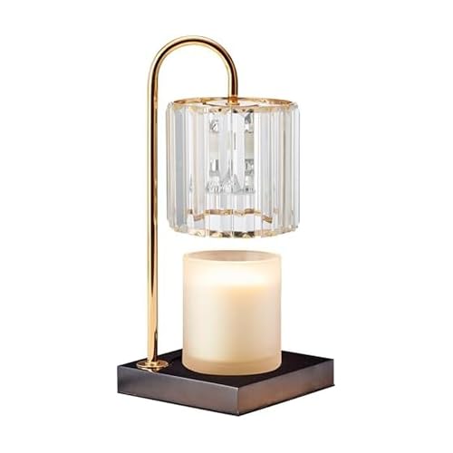 Mikasa 13.8 Inch Clear Glass Shade Electric Candle Warmer with Wood Base - Flameless Candle Melter for Home Decor, Safe Fr...