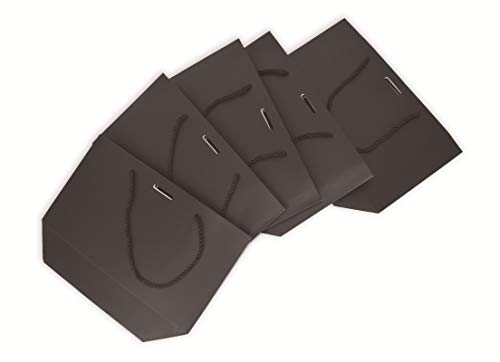 HUAPRINT Gift Bags with Handles,7.48×3.54×7.9 inches,Party Favor Bags with Bow Ribbon,12Pcs Black Paper Bags for Birthday ...