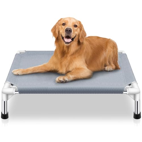 Elevated Cooling Dog Bed, Raised Outdoor Dog Bed for Medium Dogs, Portable Pet Cots with No-Slip Rubber Feet, Double Layer...