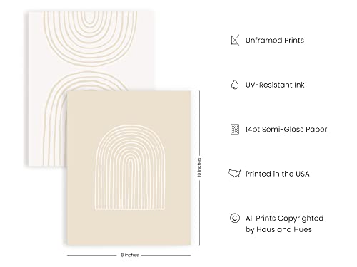 HAUS AND HUES Bohemian Wall Art - Set of 3 Boho Prints, Beige Room Decor Aesthetic, Earth Tone Pictures, Line Drawing, Ter...