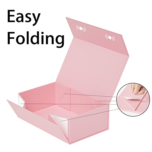RYDDOY Pink Gift Box, 9.5x6x3'' Gift box for Presents with Lids Magnetic Closure Rectangle Collapsible for Bridesmaid Prop...