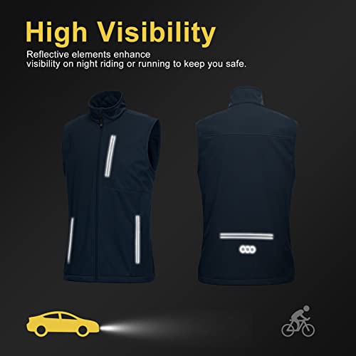 33,000ft Men's Windproof Lightweight Golf Vest Outerwear with Pockets, Softshell Sleeveless Jacket for Running Hiking Sports