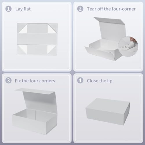 Rinrda Large White Gift Box,13.75"x9"x4.5", Gift Boxes with Magnetic Lids for Presents Closure Gift Packing for Birthday,C...