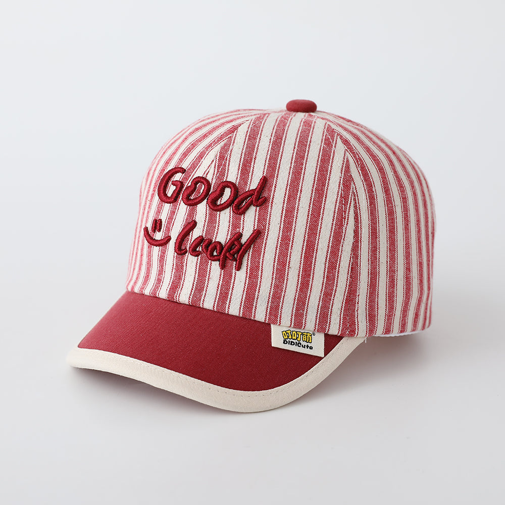 New Children's Striped Multi-color Three-dimensional Smiling Face Letter Embroidered Baseball Cap With Adjustable Design, Suitable For Outdoor Activities And Playtime.