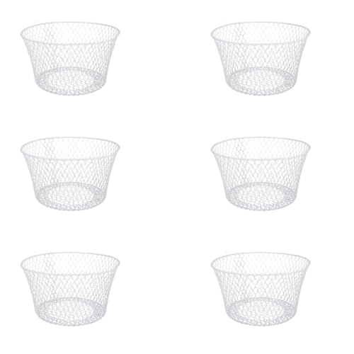 Generic SOL MAR White Coated Round Wire Basket 6 Pack - Versatile Metal Wire Baskets Centerpieces Floral Arrangements Ever...