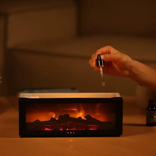 Fireplace Aroma Diffuser Humidifier, 7 Color Changing Essential Oil Diffuser with Realistic Flame Effect, Ultrasonic Quiet...