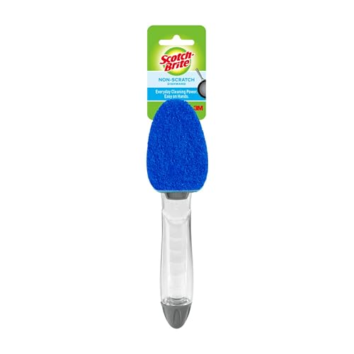 Scotch-Brite Zero Scratch Dishwand, Dishwasher-Safe Scrub Wand with Built-in Scraper, Gentle Scrubbing Power, Stands Uprig...