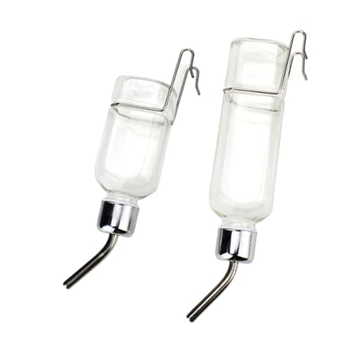 2 Pcs Pet Cage Water Bottle No Drip Small Animal Water Bottle, Hanging Waterer for Rabbit, Guinea Pig, Hedgehog, Squirrel,...