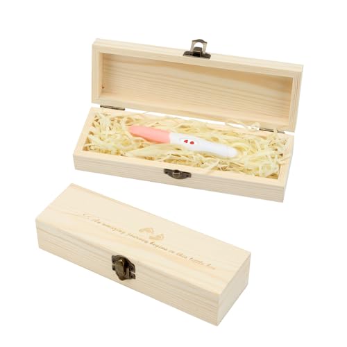 KCGANI Pregnancy Test Keepsake Box, Surprise Wooden Pregnancy Announcement Presents Box for Dad Grandparents Husband, Wood...