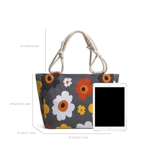 Large Tote Handbag,Women Beautiful Flower Bag, Canvas Shoulder Bags for Lady's Working/Shopping/Travel/Gym/Beach Wear,Flor...