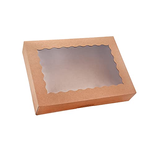 Tcoivs 20-Pack Bakery Boxes with Window, 12" x 8" x 2.5" Cookie Boxes, Treat Boxes, Large Donut Boxes for Muffins and Past...